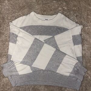 Striped White and Gray Sweater